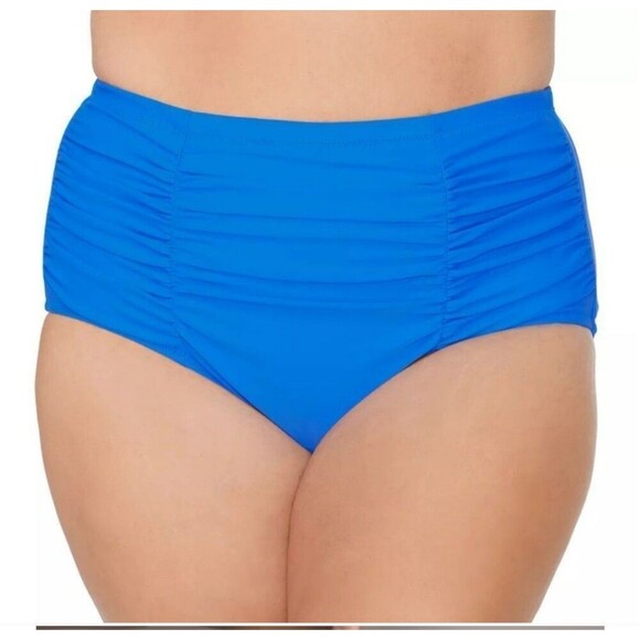 Womens Plus Size Tankini 24W Top 22W Bottom Blue Tropical Ruched Resortwear - Picture 9 of 14